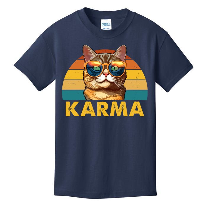 Karma Retro Vintage Sunset Cat Kids T-Shirt