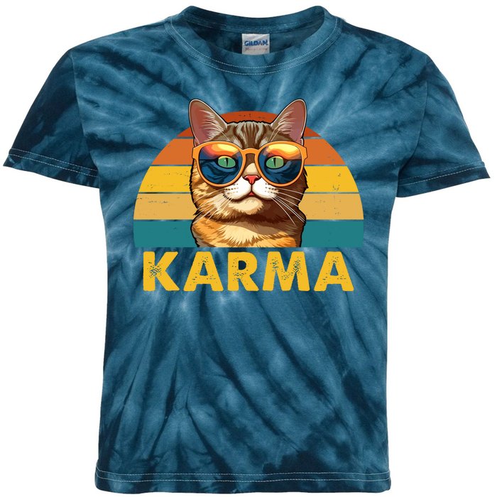 Karma Retro Vintage Sunset Cat Kids Tie-Dye T-Shirt