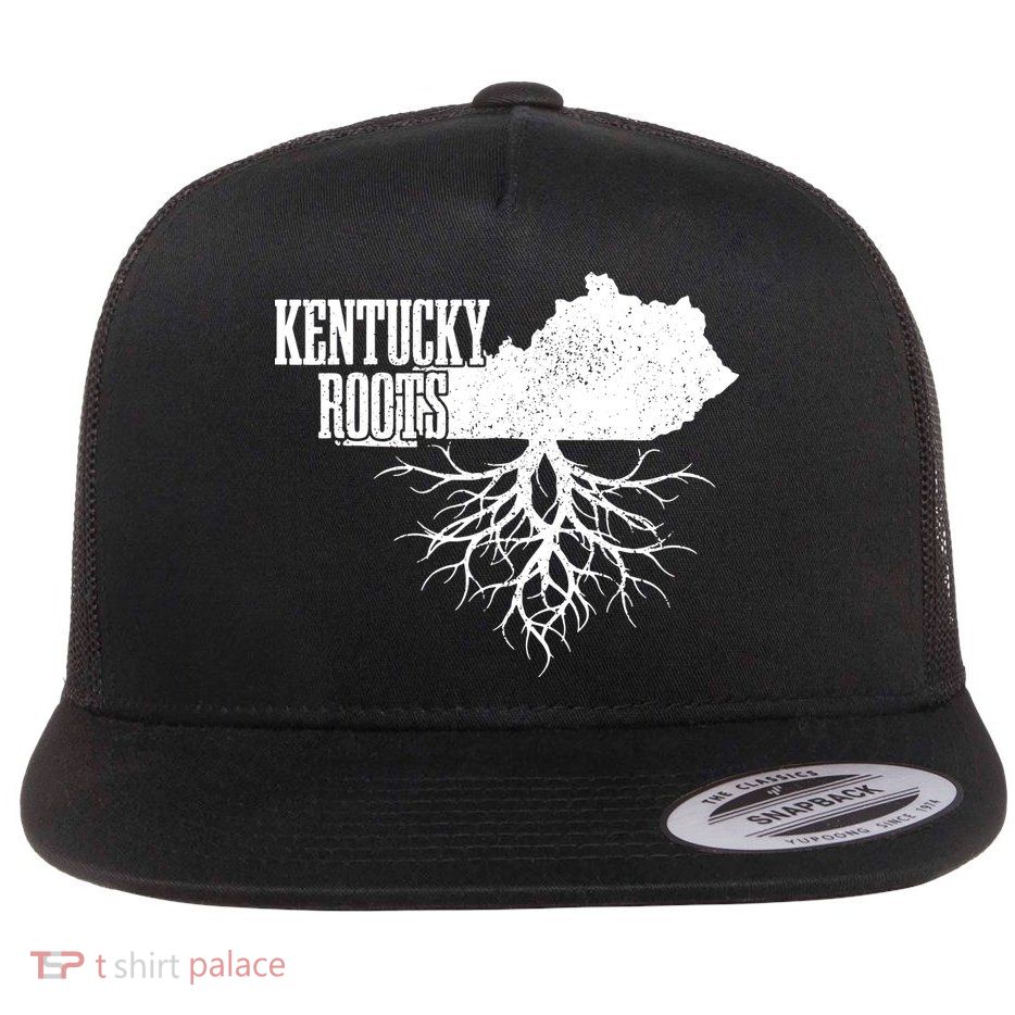 Kentucky Roots Vintage Usa Patriotic Pride State Map Gift Flatbill Hat