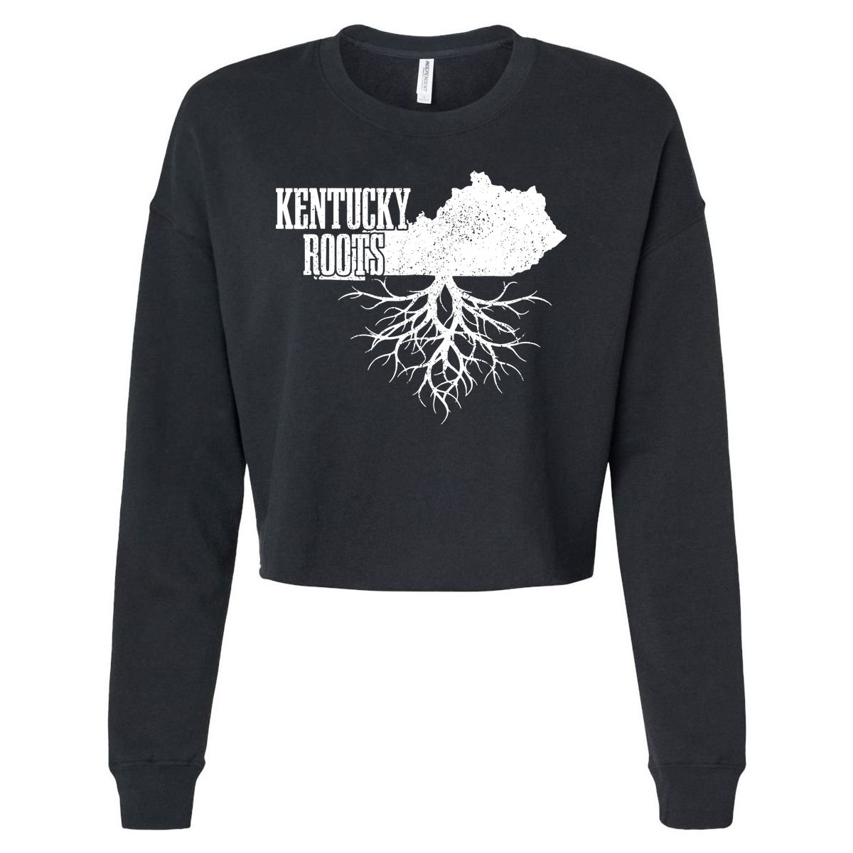 Kentucky Roots Vintage Usa Patriotic Pride State Map Gift Cropped Pullover Crew