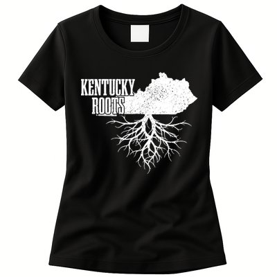 Kentucky Roots Vintage Usa Patriotic Pride State Map Gift Womens T-Shirt