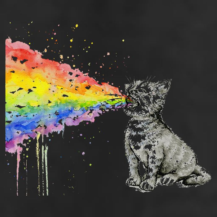 Kitten Rainbow Vomit Funny Rainbow Cat 7 Panel Mesh Trucker Snapback Hat