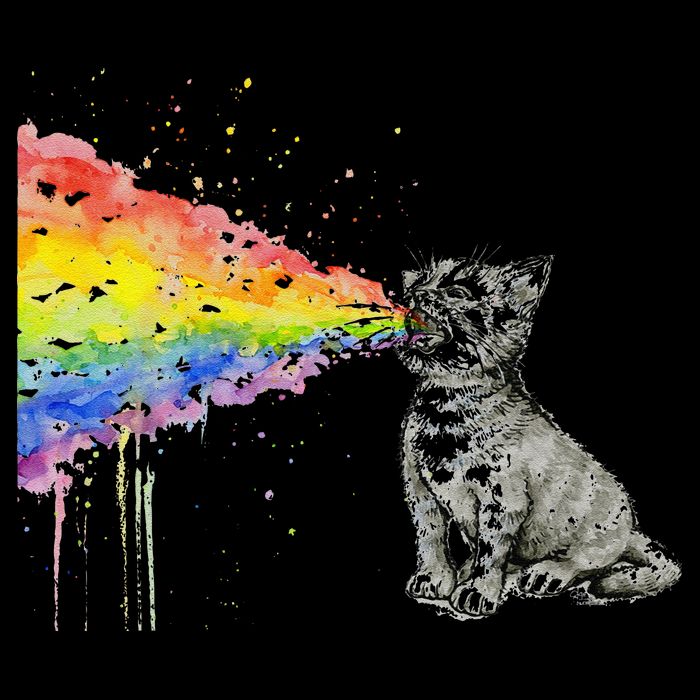 Kitten Rainbow Vomit Funny Rainbow Cat Bucket Hat