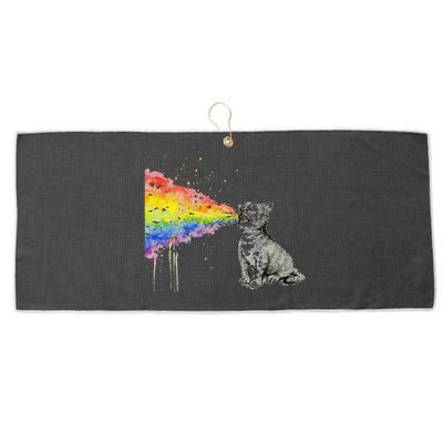 Kitten Rainbow Vomit Funny Rainbow Cat Large Microfiber Waffle Golf Towel