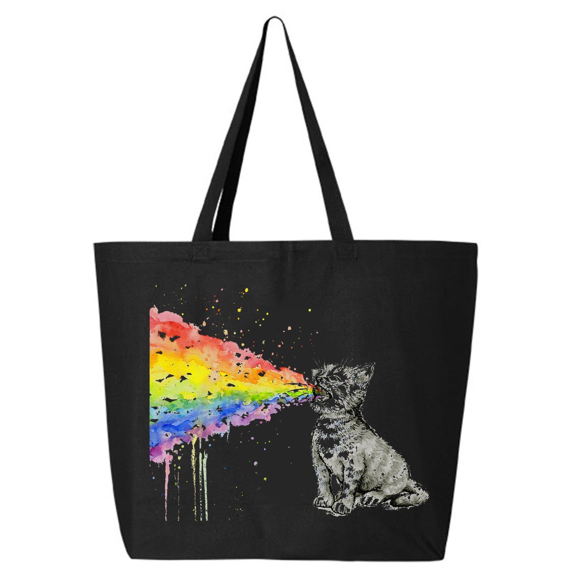 Kitten Rainbow Vomit Funny Rainbow Cat 25L Jumbo Tote