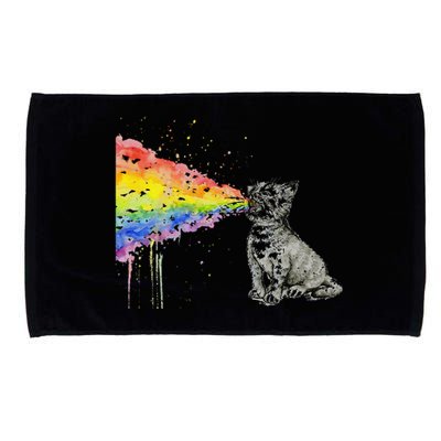 Kitten Rainbow Vomit Funny Rainbow Cat Microfiber Hand Towel