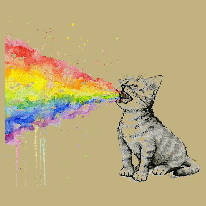 Kitten Rainbow Vomit Funny Rainbow Cat Cooling Performance Crew T-Shirt