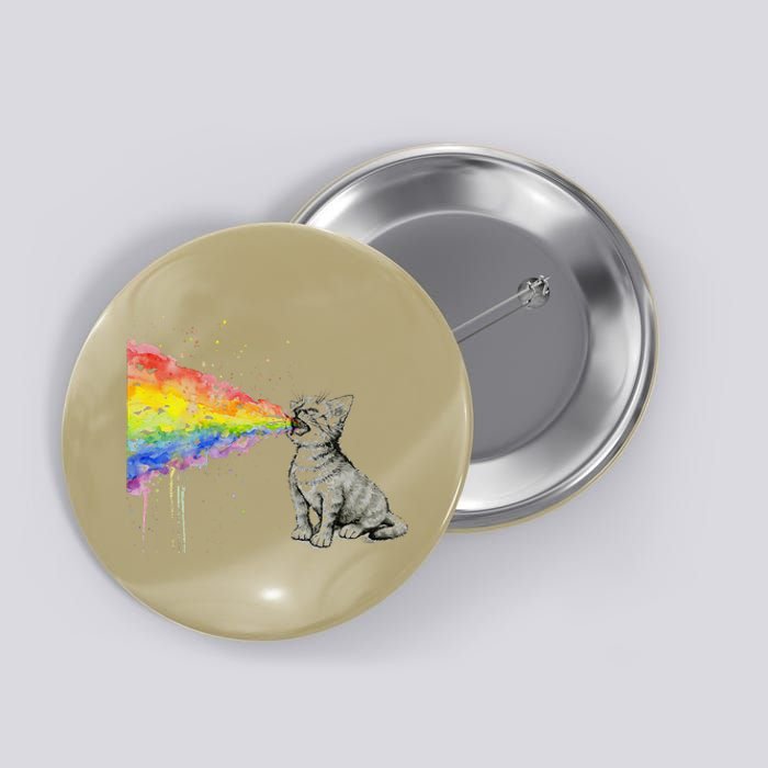 Kitten Rainbow Vomit Funny Rainbow Cat Button