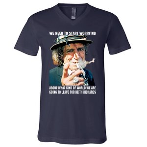 Keith Richards We Need To Start Worrying V-Neck T-Shirt