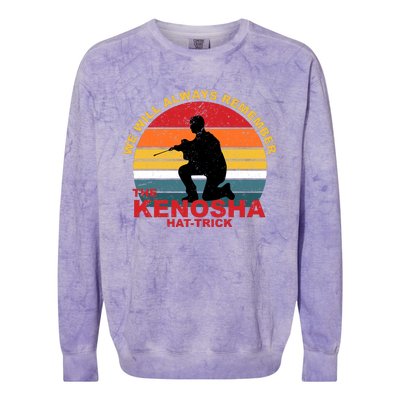 Kyle Rittenhouse We Will Always Remember The Kenosha Hat Trick Colorblast Crewneck Sweatshirt