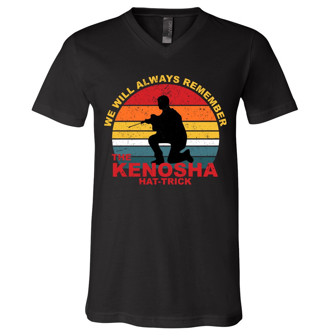 Kyle Rittenhouse We Will Always Remember The Kenosha Hat Trick V-Neck T-Shirt