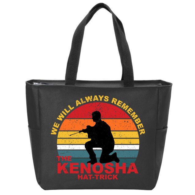 Kyle Rittenhouse We Will Always Remember The Kenosha Hat Trick Zip Tote Bag