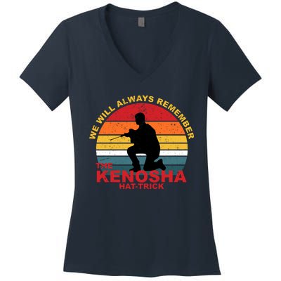 Kyle Rittenhouse We Will Always Remember The Kenosha Hat Trick Women's V-Neck T-Shirt