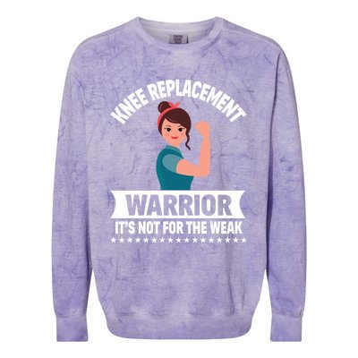 Knee Replacement Warrior Knee Surgery Recovery Get Well Gift Colorblast Crewneck Sweatshirt