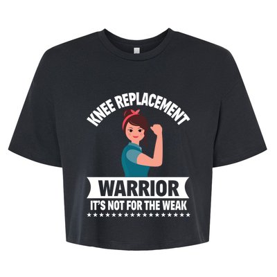 Knee Replacement Warrior Knee Surgery Recovery Get Well Gift Bella+Canvas Jersey Crop Tee