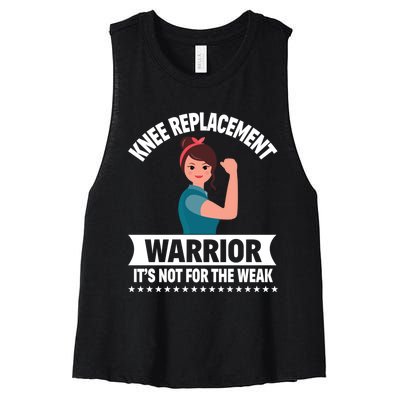 Knee Replacement Warrior Knee Surgery Recovery Get Well Gift Women's Racerback Cropped Tank