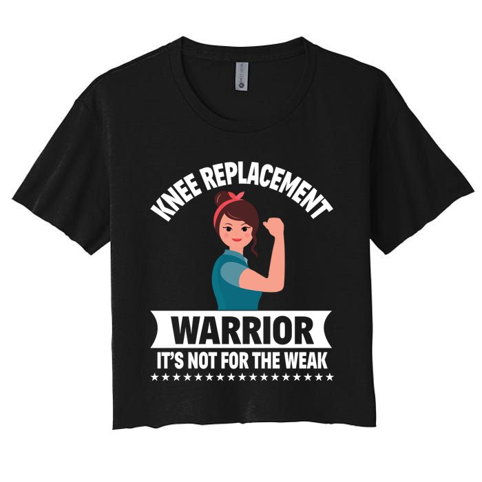 Knee Replacement Warrior Knee Surgery Recovery Get Well Gift Women's Crop Top Tee