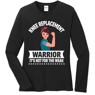 Knee Replacement Warrior Knee Surgery Recovery Get Well Gift Ladies Long Sleeve Shirt