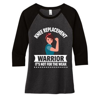 Knee Replacement Warrior Knee Surgery Recovery Get Well Gift Women's Tri-Blend 3/4-Sleeve Raglan Shirt