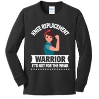 Knee Replacement Warrior Knee Surgery Recovery Get Well Gift Kids Long Sleeve Shirt