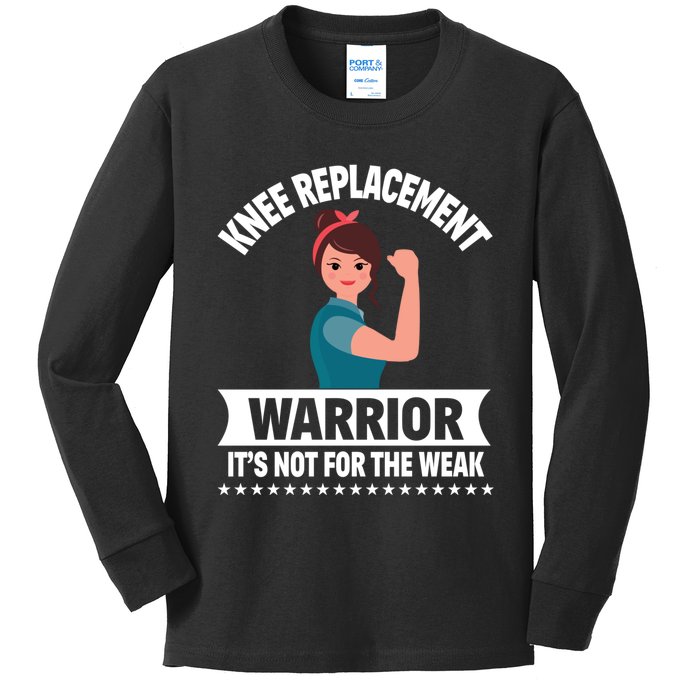 Knee Replacement Warrior Knee Surgery Recovery Get Well Gift Kids Long Sleeve Shirt