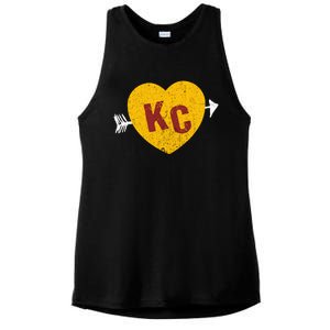 Kc Red & Yellow Heart & Arrow Kc Kansas City 2 Letter Kc Ladies PosiCharge Tri-Blend Wicking Tank