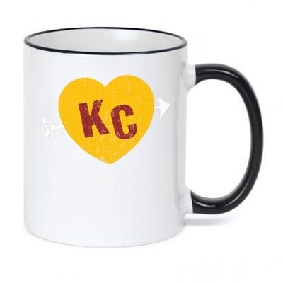 Kc Red & Yellow Heart & Arrow Kc Kansas City 2 Letter Kc 11oz Black Color Changing Mug