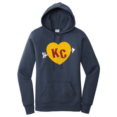 Kc Red & Yellow Heart & Arrow Kc Kansas City 2 Letter Kc Women's Pullover Hoodie