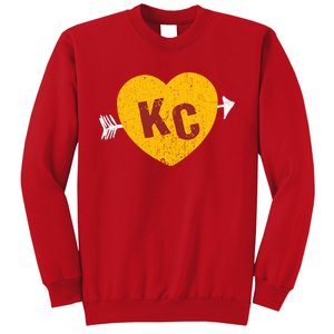 Kc Red & Yellow Heart & Arrow Kc Kansas City 2 Letter Kc Sweatshirt