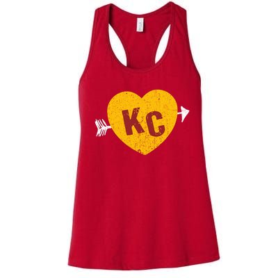 Kc Red & Yellow Heart & Arrow Kc Kansas City 2 Letter Kc Women's Racerback Tank