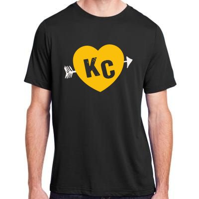 Kc Red & Yellow Heart & Arrow Kc Kansas City 2 Letter Kc Red Adult ChromaSoft Performance T-Shirt