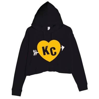 Kc Red & Yellow Heart & Arrow Kc Kansas City 2 Letter Kc Red Crop Fleece Hoodie