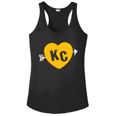 Kc Red & Yellow Heart & Arrow Kc Kansas City 2 Letter Kc Red Ladies PosiCharge Competitor Racerback Tank