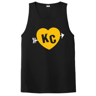 Kc Red & Yellow Heart & Arrow Kc Kansas City 2 Letter Kc Red PosiCharge Competitor Tank