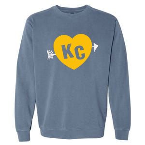 Kc Red & Yellow Heart & Arrow Kc Kansas City 2 Letter Kc Red Garment-Dyed Sweatshirt