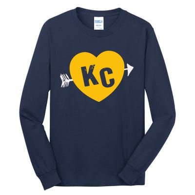 Kc Red & Yellow Heart & Arrow Kc Kansas City 2 Letter Kc Red Tall Long Sleeve T-Shirt