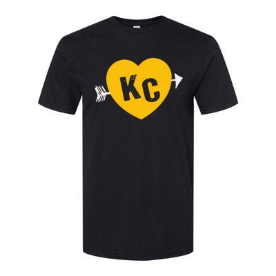 Kc Red & Yellow Heart & Arrow Kc Kansas City 2 Letter Kc Red Softstyle® CVC T-Shirt