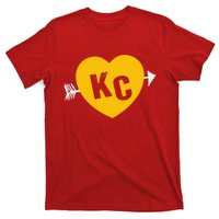 Kc Red & Yellow Heart & Arrow Kc Kansas City 2 Letter Kc Red T-Shirt