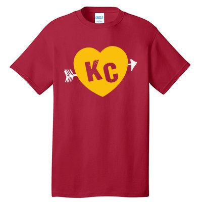 Kc Red & Yellow Heart & Arrow Kc Kansas City 2 Letter Kc Red Tall T-Shirt