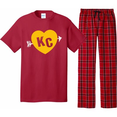 Kc Red & Yellow Heart & Arrow Kc Kansas City 2 Letter Kc Red Pajama Set