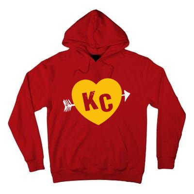 Kc Red & Yellow Heart & Arrow Kc Kansas City 2 Letter Kc Red Tall Hoodie