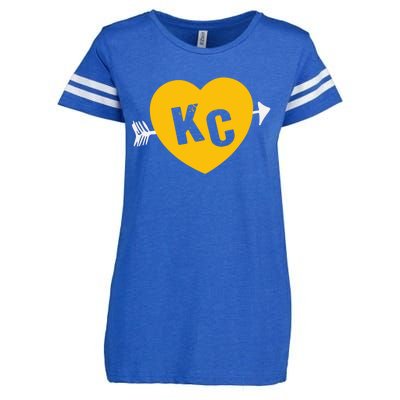 Kc Red & Yellow Heart & Arrow Kc Kansas City 2 Letter Kc Red Enza Ladies Jersey Football T-Shirt