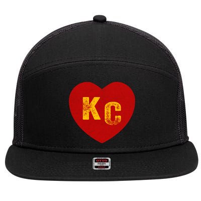 KC Red & Yellow Heart Kansas City Red/yellow heart kc red kc 7 Panel Mesh Trucker Snapback Hat