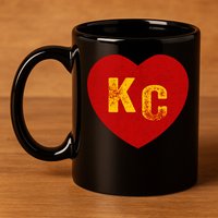 KC Red & Yellow Heart Kansas City Red/yellow heart kc red kc 11oz C Handle Ceramic Mug