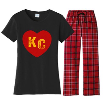 KC Red & Yellow Heart Kansas City Red/yellow heart kc red kc Women's Flannel Pajama Set