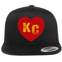 KC Red & Yellow Heart Kansas City Red/yellow heart kc red kc Flat Bill Trucker Hat