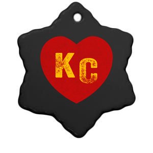 KC Red & Yellow Heart Kansas City Red/yellow heart kc red kc Ceramic Star Ornament