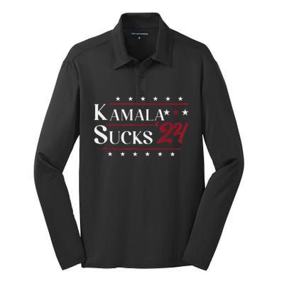 Kamala Sucks 2024 Kamala Harris Silk Touch Performance Long Sleeve Polo