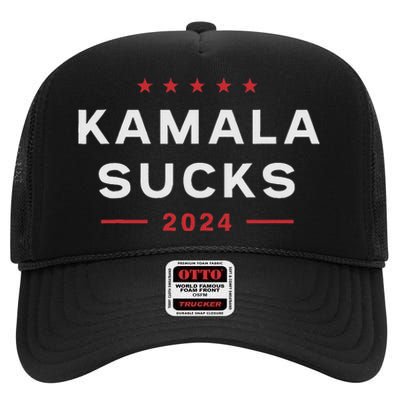 Kamala Sucks 2024 Anti Kamala Harris High Crown Mesh Back Trucker Hat