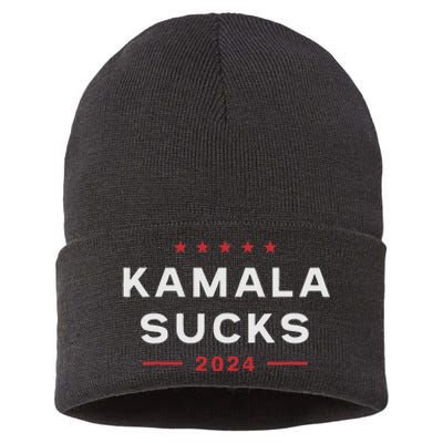 Kamala Sucks 2024 Anti Kamala Harris Sustainable Knit Beanie